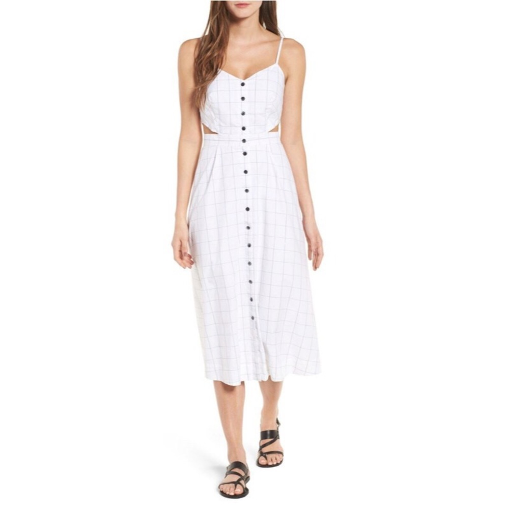 Windowpane Cutout Midi Dress